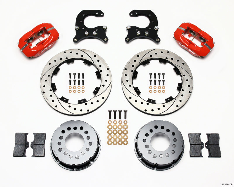 Wilwood Forged Dynalite P/S Rear Kit Drilled Red 58-64 Olds/Pontiac Ends - 140-2111-DR