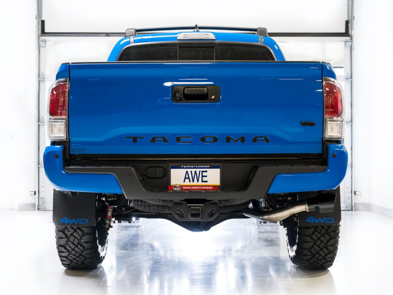 AWE Tuning 16-22 Toyota Tacoma 0FG Cat-Back Exhaust w/ BashGuard - Dual Diamond Black Tips - 3015-33826