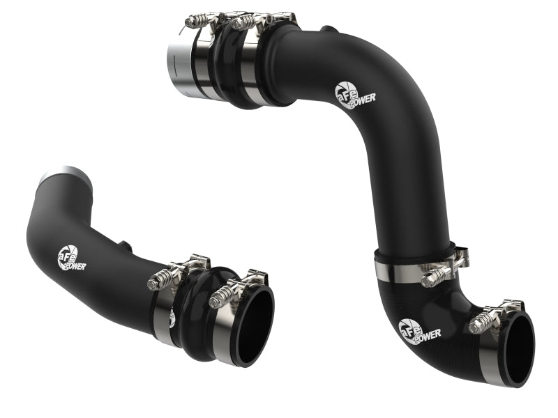 aFe 23-24 Ford Diesel Trucks V8-6.7L (td) BladeRunner Aluminum Hot and Cold Charge Pipe Kit - Black - 46-20734-B
