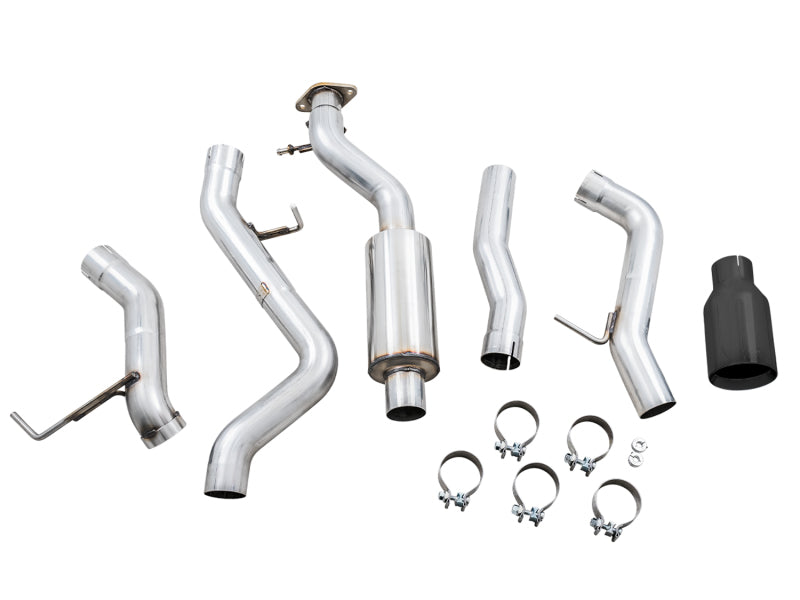 AWE Tuning 2021+ Ford Bronco 0FG Single Rear Exit Exhaust w/Diamond Black Tip & Bash Guard - 3015-23789