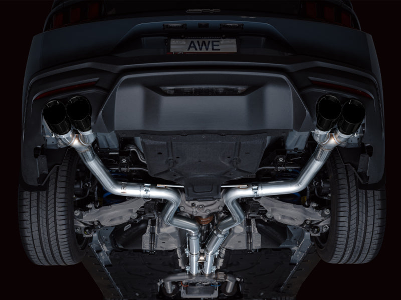 AWE 2024 Ford Mustang GT Fastback S650 RWD Track Edition Cat-Back Exhaust w/ Quad Diamond Black Tips - 3020-43650