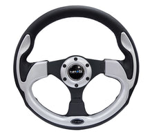 Load image into Gallery viewer, NRG Reinforced Steering Wheel (320mm) Blk w/Silver Trim &amp; 5mm 3-Spoke - RST-001SL