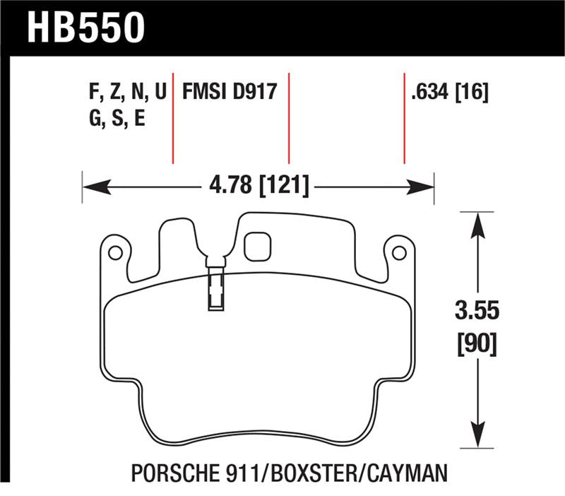 Hawk Porsche Front HP+ Brake Pads - HB550N.634