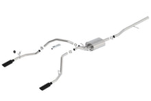 Load image into Gallery viewer, Borla 14 Sierra 1500 C/B S-Type Exhaust/2.75in Into Dual 2.25in Out 4in Split Rear Exit-Black Chrome - 140536BC