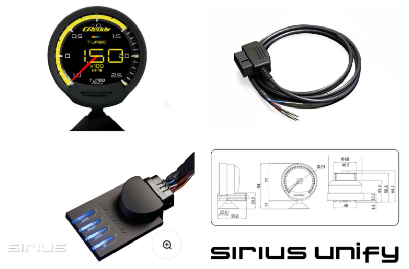 GReddy Sirius OBD Set (Turbo Unify) - 74mm - 16001760