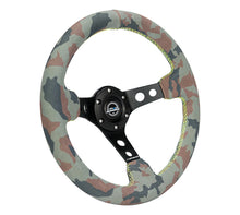 Load image into Gallery viewer, NRG Reinforced Steering Wheel (320mm) Sport/Suede Steering Wheel w/ Camo Pattern &amp; Green Stitching - RST-012S-CAMO