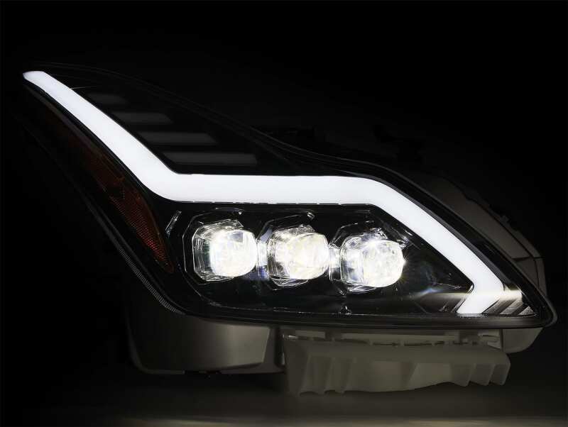 AlphaRex 08-13 Infiniti G37 NOVA LED Proj Headlights Alpha Black w/Activ Light/Seq Signal/Switch DRL - 881986