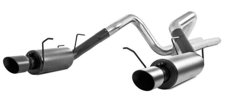 MBRP 11-14 Ford Mustang GT 5.0L 3in Cat Back Dual Split Rear Street Version 4in Tips - Black - S7258BLK