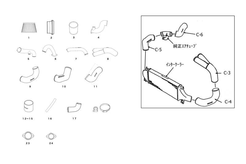 GReddy 89-94 Nissan Skyline GT-R BNR32 Complete Suction Kit w/o Airflow Meter - 11920262