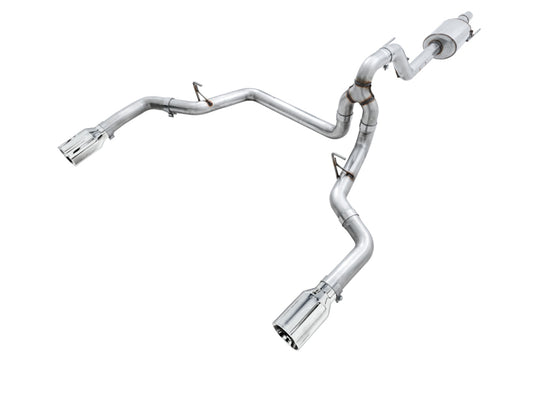 AWE Tuning 2015+ Ford F-150 0FG Dual Exit Performance Exhaust System w/5in Chrome Silver Tips - 3015-32104