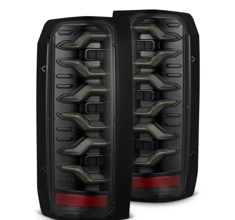AlphaRex 87-96 Ford Bronco/F-150 Luxx-Series LED Tail Lights - Alpha-Black - 658006