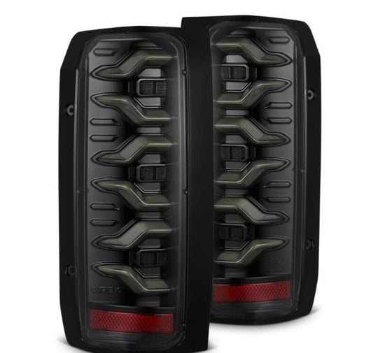 AlphaRex 87-96 Ford Bronco/F-150 Luxx-Series LED Tail Lights - Alpha-Black - 658006