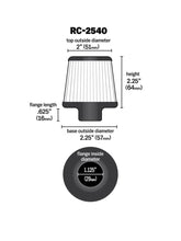 Load image into Gallery viewer, K&amp;N Universal Chrome Filter 1 1/8 inch FLG / 2 1/4 inch Bottom / 2 inch Top / 2.5 inch Height - RC-2540