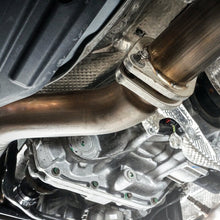 Load image into Gallery viewer, Stainless Works 2018 Jeep TrackHawk 6.2L 3in Catback System X-Pipe Turbo S-Tube Muffler Stock Exit - JEEP1862CB-S