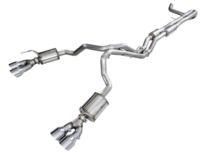 AWE Tuning 2021+ Cadillac Escalade 6.2L 0FG Dual Exit Exhaust System w/ 5in Chrome Silver Tips - 3015-42321