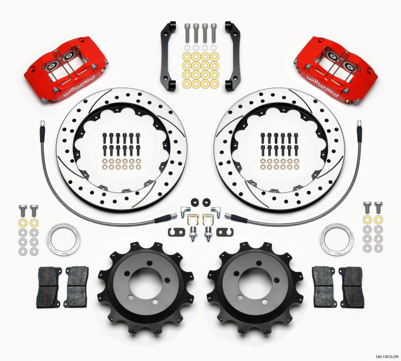 Wilwood Dynapro Radial Rear Kit 12.88in Drilled Red 2006-2007 Subaru WRX w/Lines - 140-13013-DR