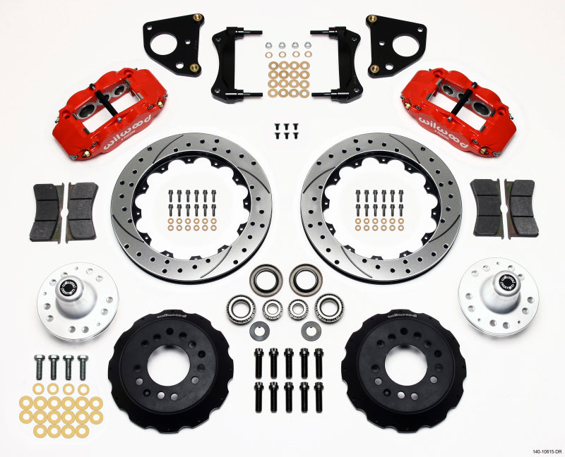 Wilwood Narrow Superlite 6R Front Hub Kit 12.88in Drilled Red 62-72 CDP B & E Body-Drum - 140-10815-DR