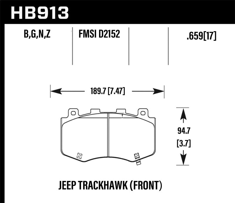 Hawk 18-19 Jeep Grand Cherokee Trackhawk DTC-60 Front Brake Pads - HB913G.659