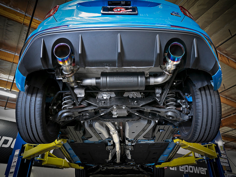 aFe Takeda 3in 304 SS Cat-Back Exhaust System w/ Blue Flame Tip 16-18 Ford Focus RS I4-2.3L (t) - 49-33103-L