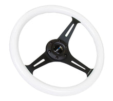 Load image into Gallery viewer, NRG Classic Wood Grain Steering Wheel (350mm) Glow-In-The-Dark Blue Grip w/Black 3-Spoke Center - ST-015BK-GL/BL