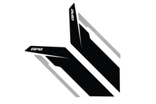 Load image into Gallery viewer, APR Sideburn Stickers - Black APR/Silver Stripe (Pair) - PM100334