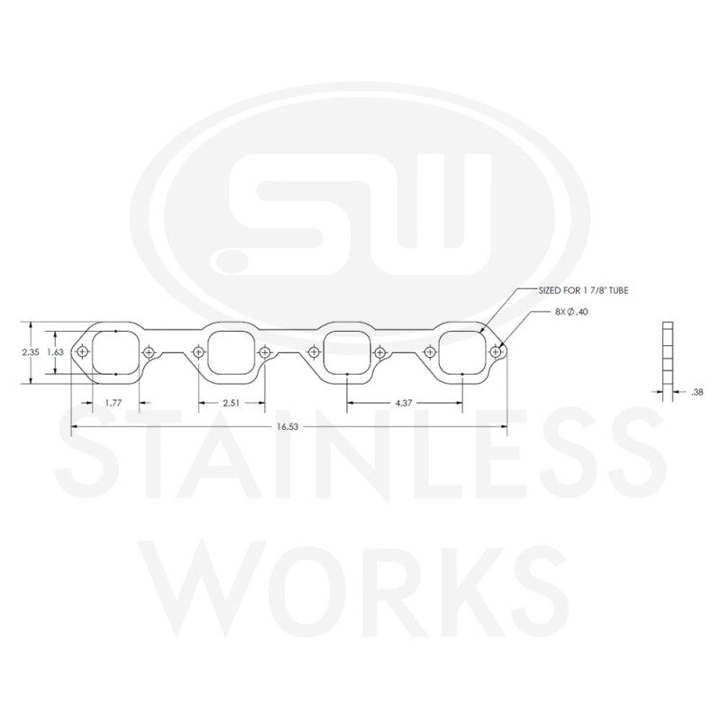 Stainless Works SBF Victor Senior Heads Square Port Header 304SS Exhaust Flanges 1-7/8in Primaries - HFSBFVICTOR188