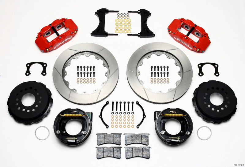 Wilwood Narrow Superlite 4R Rear P-Brk Kit 14.00in Red New Big Ford 2.50in Offset - 140-10012-R