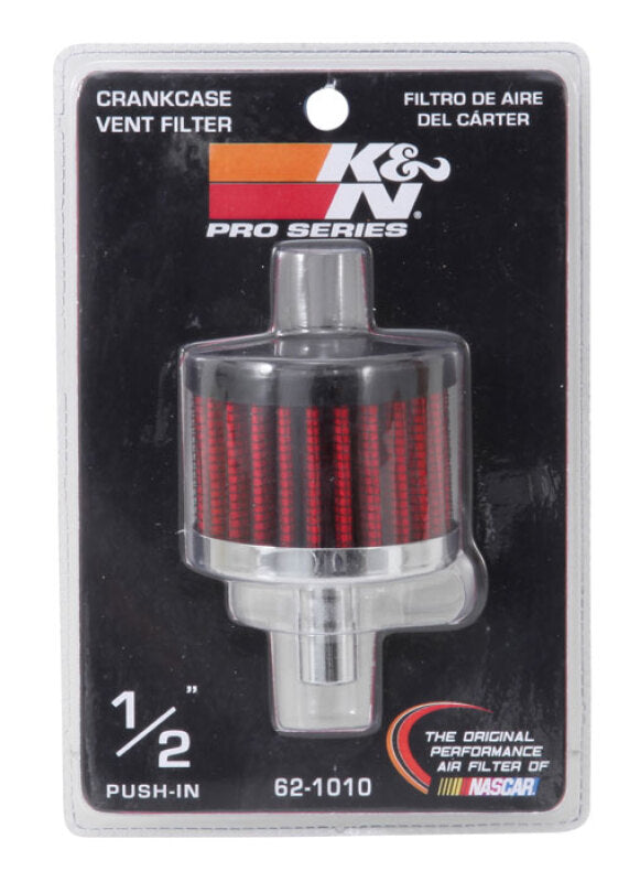 K&N Steel Base Crankcase Vent Filter .5in Vent OD x 2in OD x 1.5in Height - 62-1010