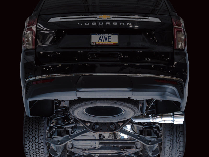 AWE Tuning 2021+ GMC Suburban/Yukon XL 5.3L 0FG Side Exit Catback Exhaust - Chrome Silver Tips - 3015-32008