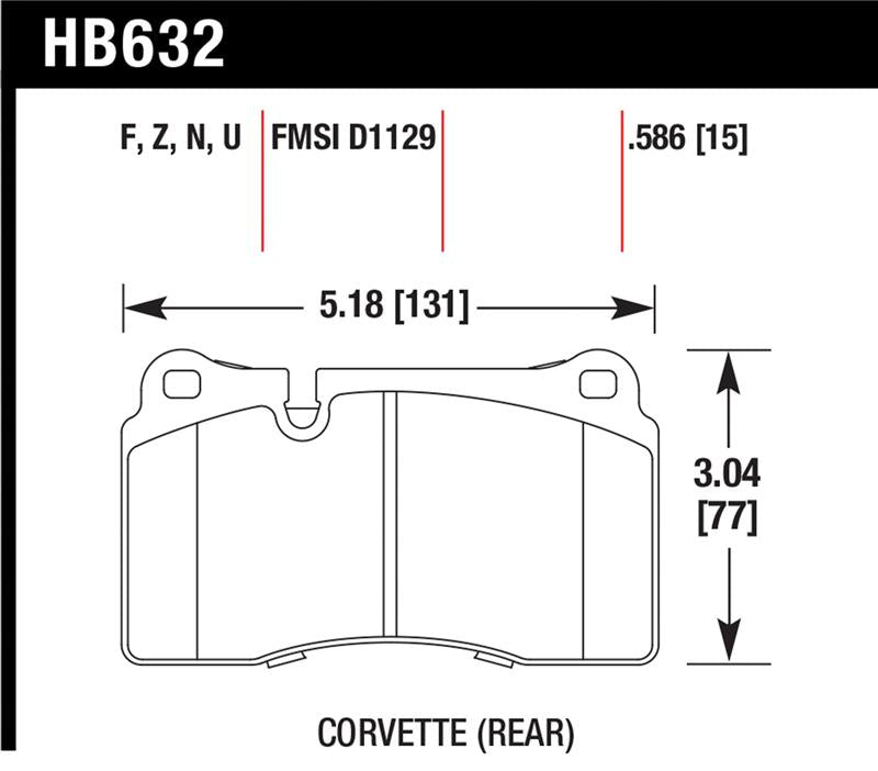 Hawk 06-10 VW Touareg Front / 09-11 Corvette Z06/ZR-1 (w/Carbon Ceramic Brake Package and Iron rotor - HB632Z.586