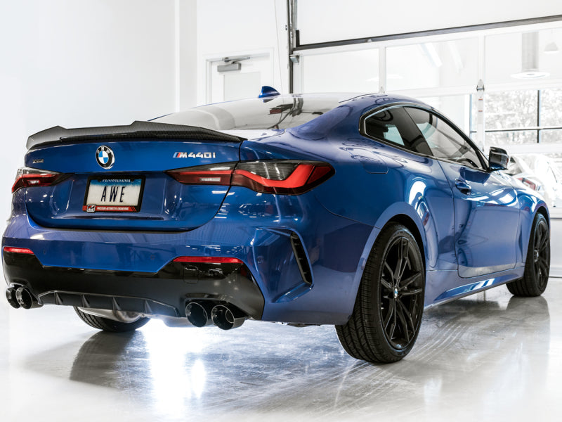 AWE Tuning 2019+ BMW M340i (G20) Resonated Touring Edition Exhaust - Quad Diamond Black Tips - 3015-43158