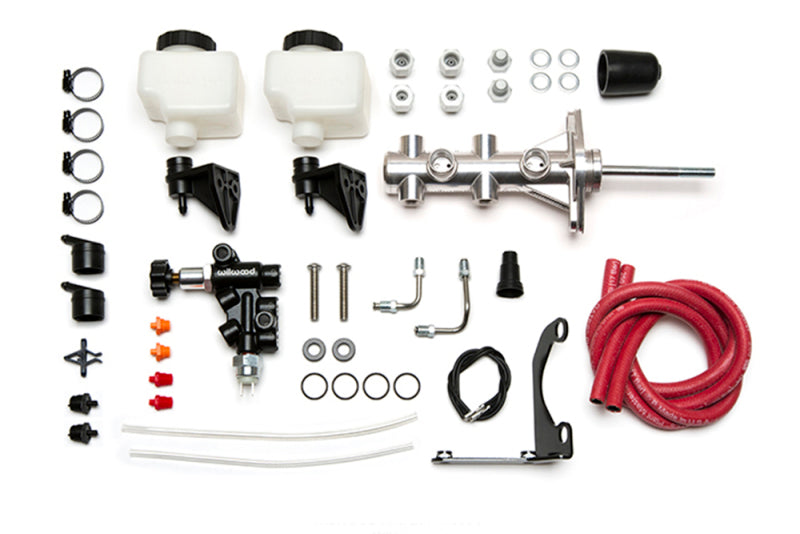 Wilwood kit M/C remote tandem 1.00 W/PUSHROD W/P-VALVE powdercoat chrome - 261-14390-P
