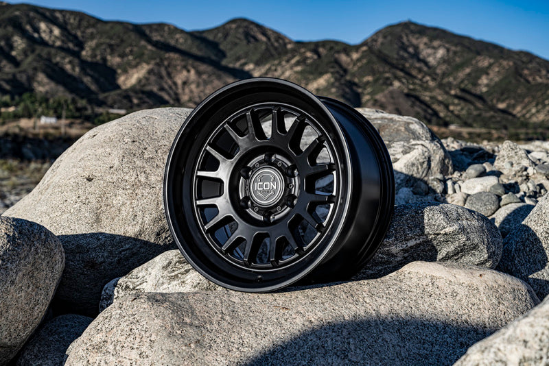 ICON Anza 17x8.5 6x120 0mm Offset 4.75in BS 67mm Hub Bore Satin Black Wheel - 8217859447SB