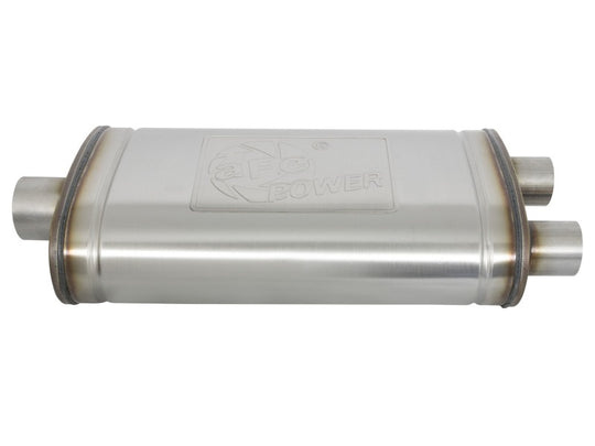 aFe MACHForce XP SS Muffler 3in Center Inlet / 2.5in Dual Outlets 22in L x 11in W x 6in H Body - 49M00014