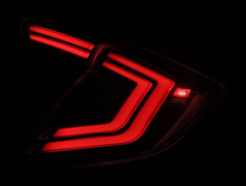AlphaRex 16-21 Honda Civic Hatchback/ Type-R FK8 Nova-Series LED Tail Lights (Pair) - Alpha Black - 676000