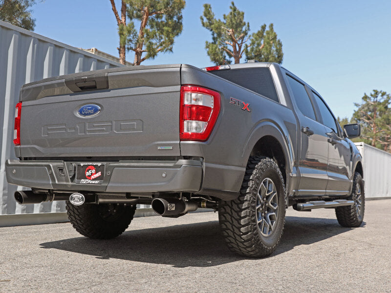 aFe Vulcan 3in 304 SS Cat-Back Exhaust 2021 Ford F-150 V6 2.7L/3.5L (tt)/V8 5.0L w/ Black Tips - 49-33127-B
