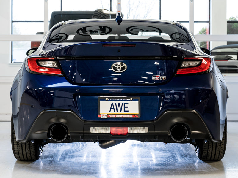AWE Tuning Subaru BRZ / Toyota GR86 / Toyota 86 Track Edition Cat-Back Exhaust- Diamond Black Tips - 3020-33279