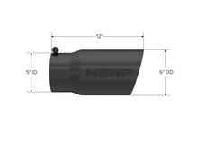 Load image into Gallery viewer, MBRP Universal Tip 6 O.D. Dual Wall Angled 5 inlet 12 length - Black Finish - T5074BLK