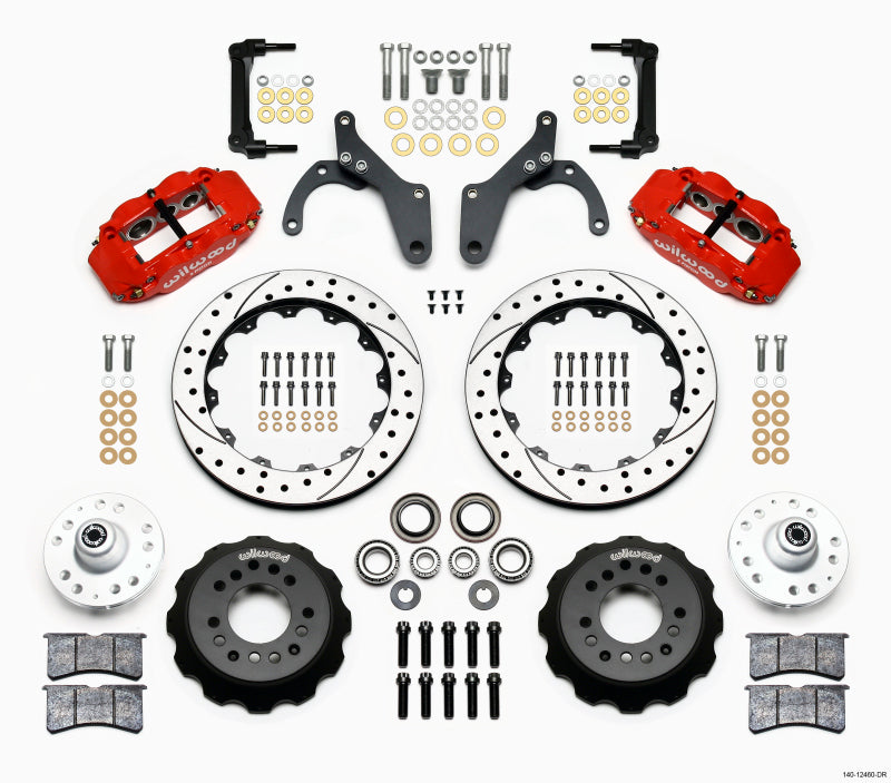 Wilwood Narrow Superlite 6R Front Hub Kit 12.88in Drill Red 59-64 Chevy Impala / 63-64 Corvette - 140-12460-DR