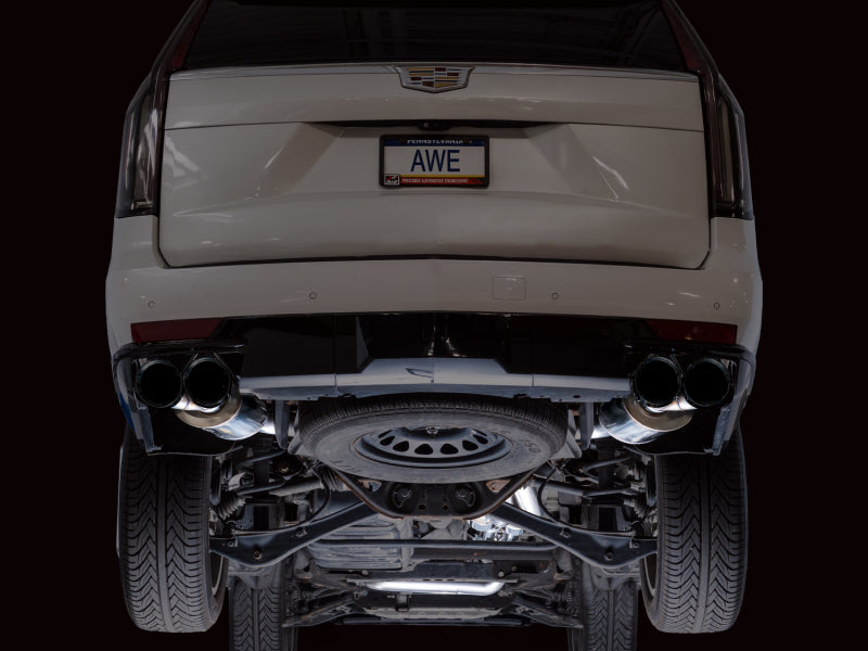AWE Tuning 2021+ Cadillac Escalade 6.2L 0FG Dual Exit Exhaust System w/ 5in Diamond Blk Tips - 3015-43321