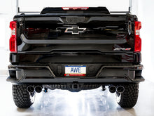 Load image into Gallery viewer, AWE Tuning 22-23 GMC Sierra 1500 AT4X 6.2L 0FG Catback Split Dual (Flat Bumper) - Chrome Silver Tips - 3015-42284