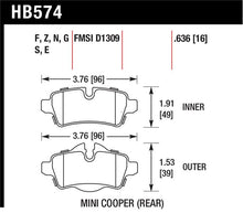 Load image into Gallery viewer, Hawk 07+ Mini Cooper Performance Ceramic Street Rear Brake Pads - HB574Z.636