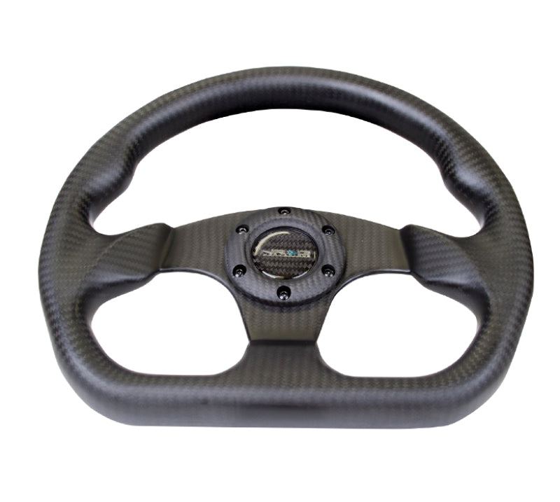 NRG Carbon Fiber Steering Wheel (320mm) Flat Bottom Matte Black Carbon - ST-009CF/MB