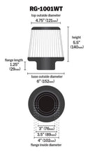 Load image into Gallery viewer, K&amp;N Universal Filter Chrome Round Tapered White - 4in Flange ID x 1.125in Flange Length x 5.5in H - RG-1001WT