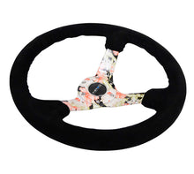 Load image into Gallery viewer, NRG Reinforced Steering Wheel (350mm / 3in. Deep) Blk Suede Floral Dipped w/ Blk Baseball Stitch - RST-036FL-S