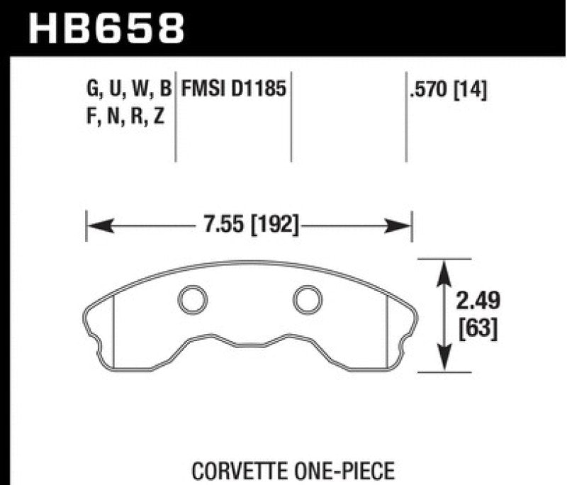 Hawk 2010-2013 Chevy Corvette Grand Sport (One-Piece Pads) ER-1 Motorsports Front Brake Pads - HB658D.570