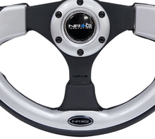Load image into Gallery viewer, NRG Reinforced Steering Wheel (320mm) Blk w/Silver Trim &amp; 5mm 3-Spoke - RST-001SL