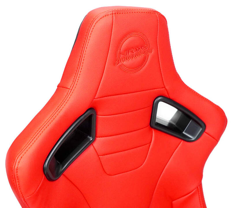 NRG Omega Reclinable Racing Seat (Pair) Red with Black Carbon Vinyl Back - RSC-750RD/BK L/R
