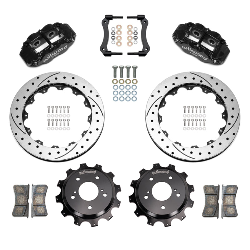 Wilwood 89-02 Nissan Skyline Superlite 4R Rear BBK w/ 13.50in Diameter D/S Rotor - Black - 140-18274-D