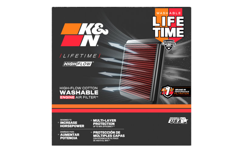 K&N Replacement Air Filter AIR FILTER, CHEV CAMARO 2.8L 1985-89, 5.0L 1985-92, 5.7L 1987-92 - 33-2008-1